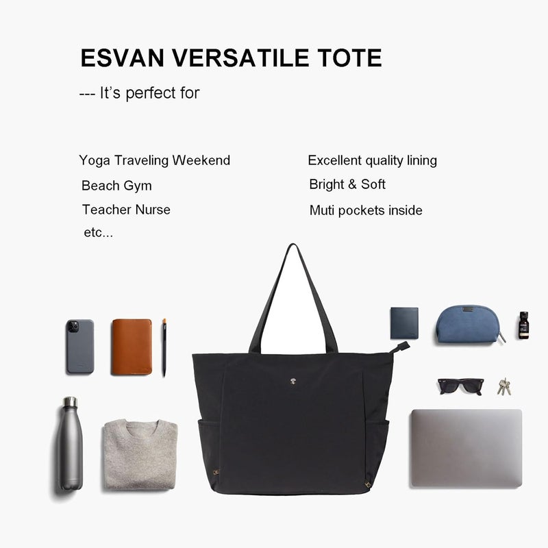 ESVAN Yoga Mat Bag Yoga Tote Carrier Shoulder Bag Carryall Tote for Office,Yoga,Pilates,Travel,Beach and Gym - Image 4